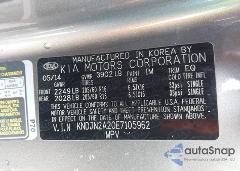 2014 Kia Soul from USA, damaged, VIN KNDJN2A20E7105962